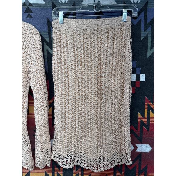 Spiegel Pink Crotchet Knit Skirt Set  Gilmore Girls Y2K 90s Girly Whimsy Small - Picture 4 of 11